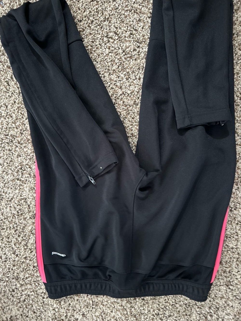 adidas Black Track Pants with Pink Stripe Details - Picture 3 of 3